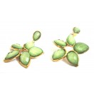 GREEN FLOWER OF EDEN - Earring Drop Dangle Screw Push Back Classy Floral P3